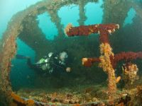 Bewachsenes Deck der Okikawa Maru in der Coron Bay bei Sangat Island beim Kompaktkurs Tauchmedizin 2027